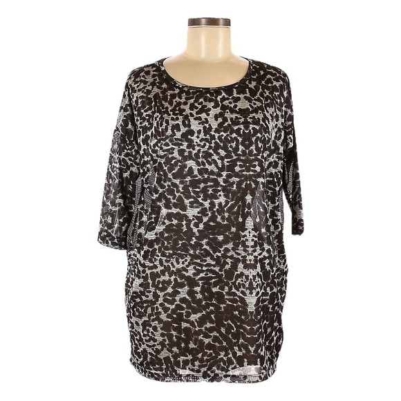 H&M Tops - 🌺 H&M Black Leopard Print Semi Sheer Oversized Tunic Top Size M NWT
